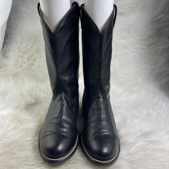 Vintage Laredo Made in USA Leather Cowboy Western Black Riding Mens Boots 9M main image 6